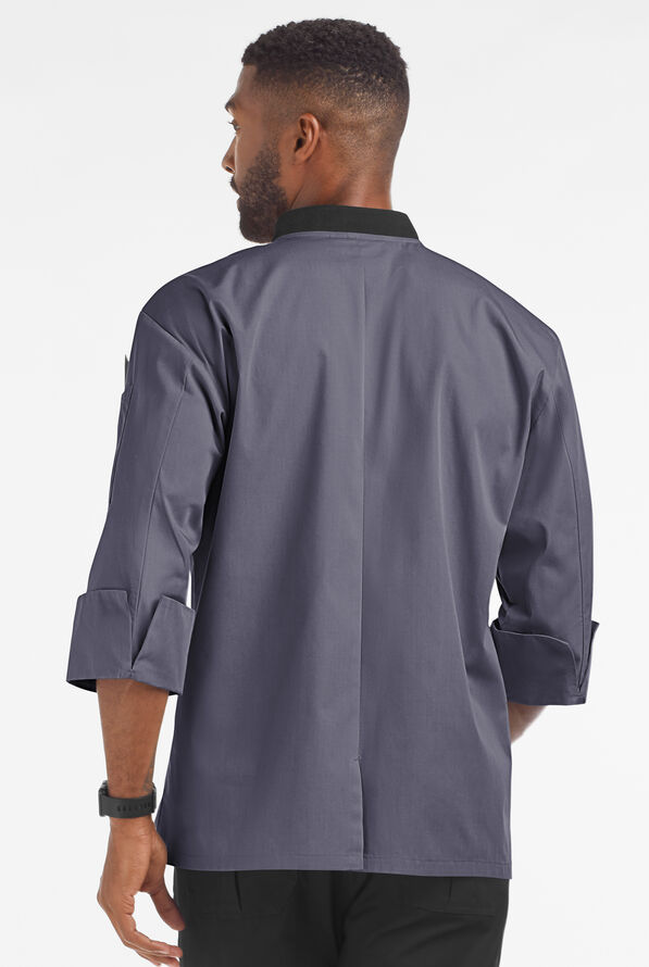 Chaqueta manga 3/4 de gastronomía con 2 bolsillos y botones de plástico para hombre - Granite/Black - 2