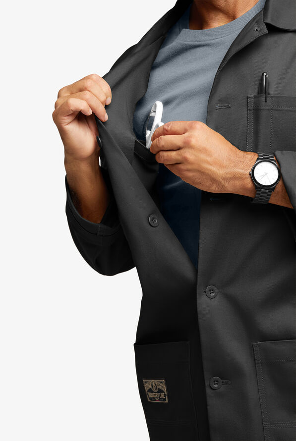 Industry Line Workwear Men's 8-Pocket 3/4-Length Long Sleeve Chef Coat - Black - 3