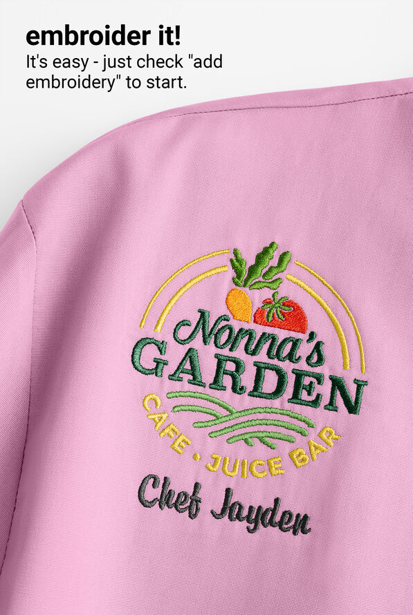 CHEF 360 Women's 1-Pocket Short Sleeve Reversible Double Breasted STRETCH Executive Chef Coat - Sweet Rose - 9