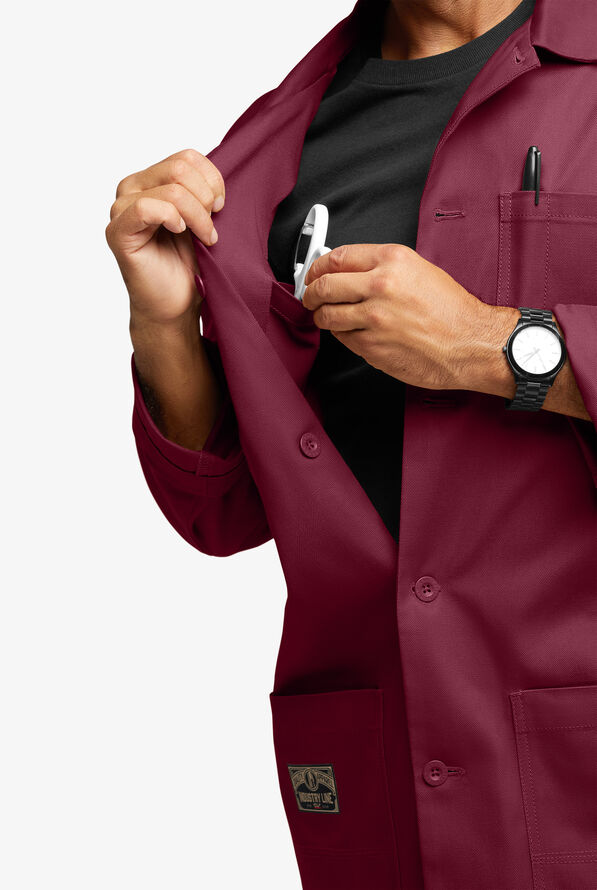 Industry Line Workwear Men's 8-Pocket 3/4-Length Long Sleeve Chef Coat - True Burgundy - 3