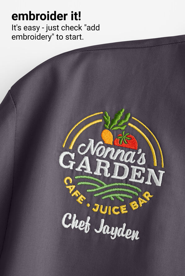 Chef Uniforms Men's 2-Pocket Short Sleeve Snap Front Closure w/ Mesh Side Panels Executive Chef Coat - Pebble Grey/Black - 5