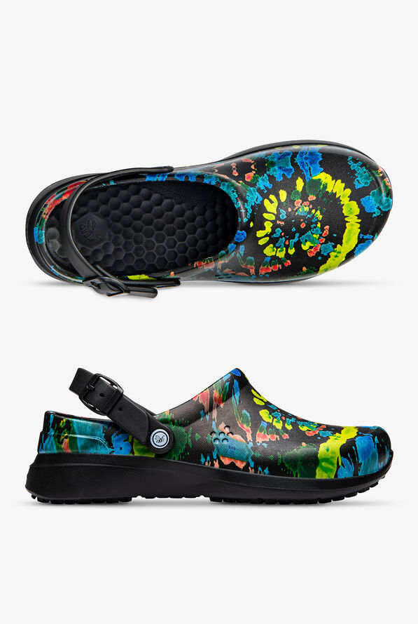 Joybees Work Unisex Black Spiral Tie Dye Clogs - null - 1