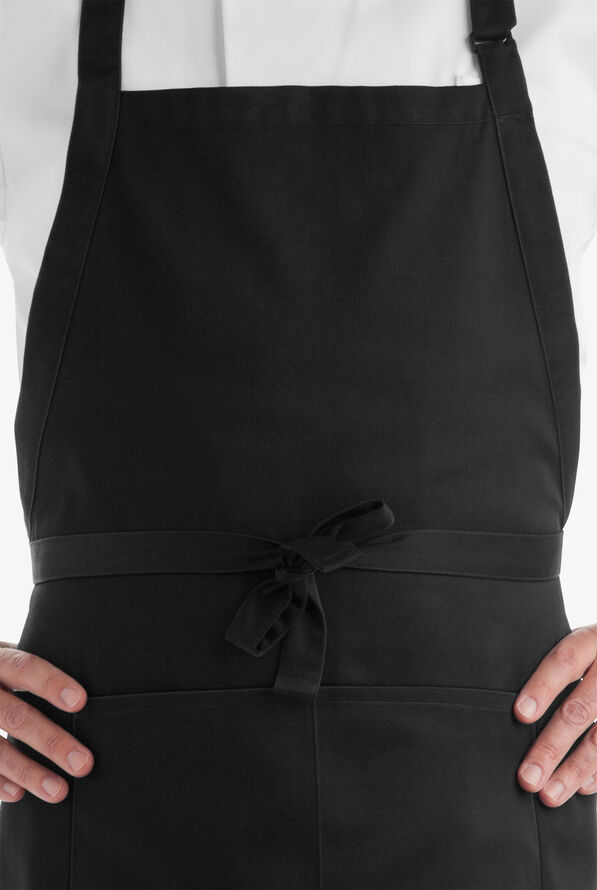 On The Line Chef Unisex 2-Pocket Adjustable Bib Chef Apron - Black - 2