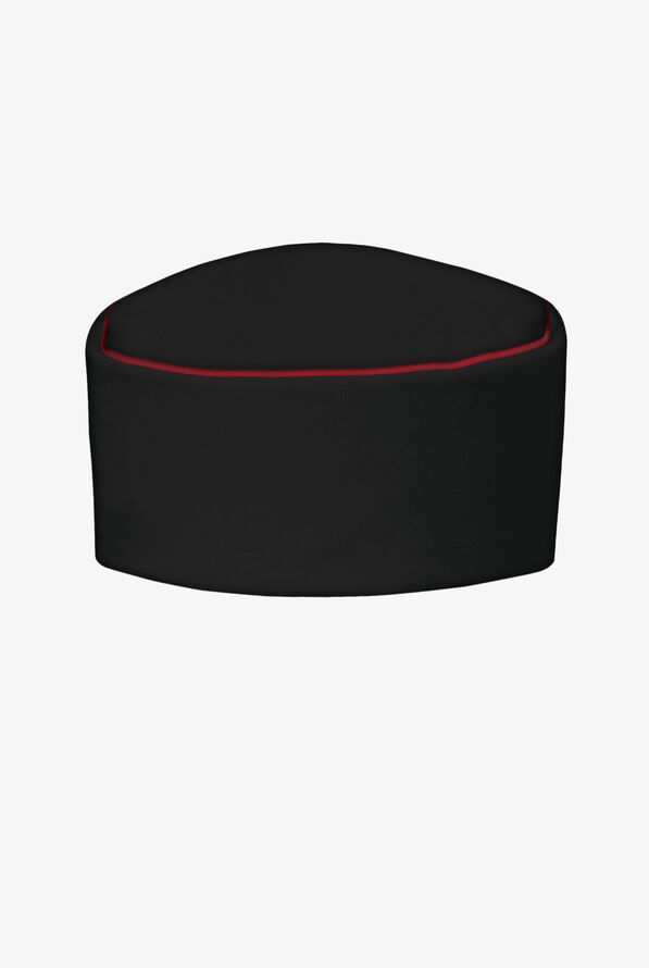 UA CHEF™ Black w/ True Red Piping Unisex 100% Cotton Skull Caps - null - 1