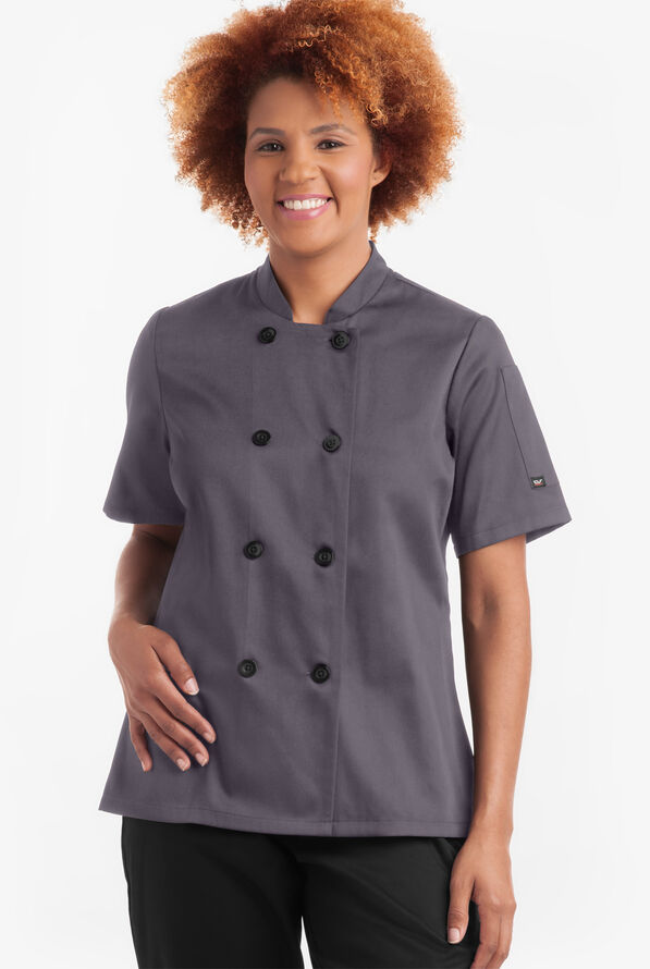Chaqueta manga corta reversible de Chef On The Line Value con 1 bolsillo y botones de plástico para mujer - Pebble Grey - 1