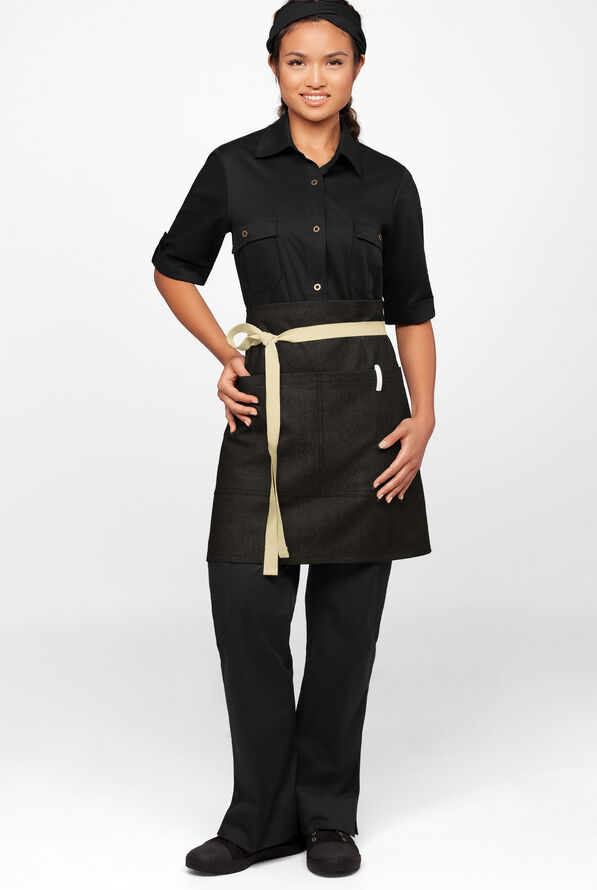 Industry Line Unisex Premium Denim Waist Apron with Removable Straps - Black Denim - 3