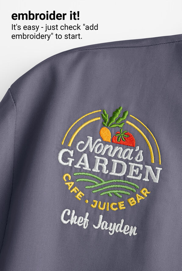 LIGHTWEIGHT Men's 2-Pocket 3/4 Sleeve w/ Plastic Buttons Chef Coat - Granite/Black - 5