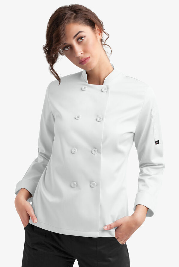 Chaqueta manga larga de chef On the Line Value con doble abotonadura reversible y 1 bolsillo para mujer - White - 1