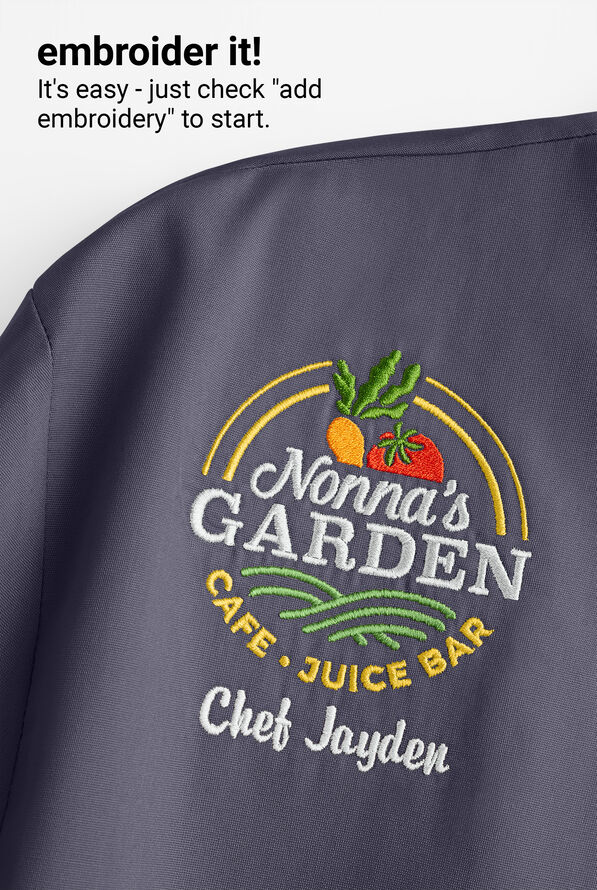 LIGHTWEIGHT Men's 2-Pocket 3/4 Sleeve w/ Mesh Side Panels  Chef Coat - Granite/Black - 3