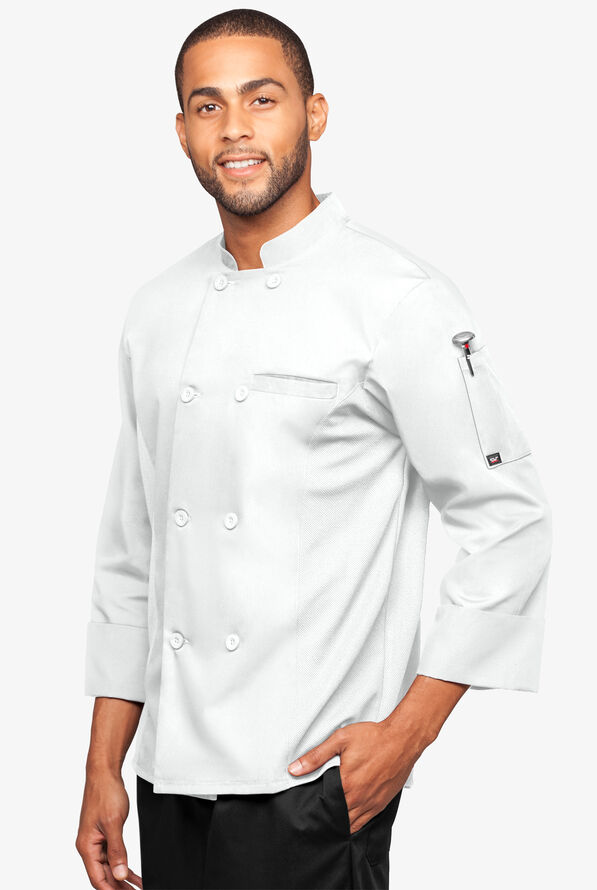 Chaqueta de gastronomía con mangas 3/4 y paneles de malla para hombre - White - 1