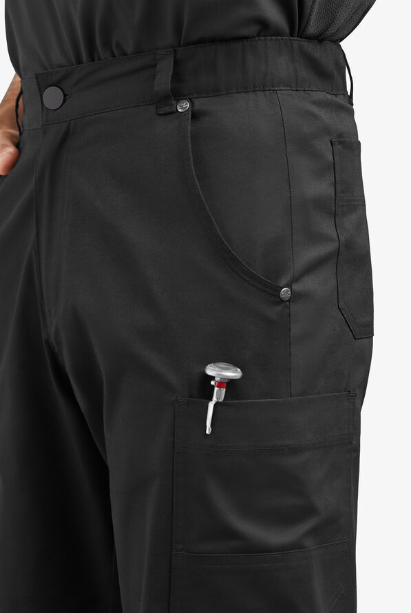 CHEF 360 Men's 7-Pocket w/ MESH Detail STRETCH Chef Pants - Black - 7