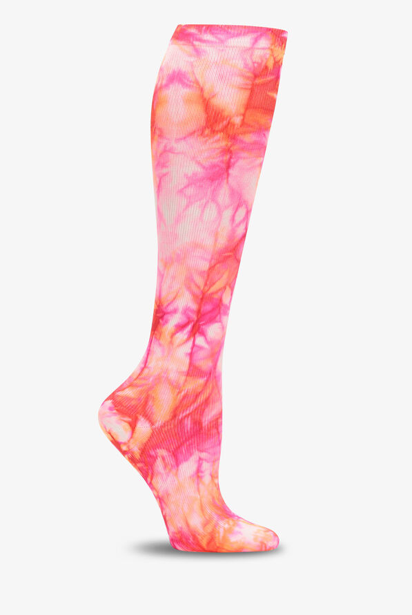 Nurse Mates Tie Dye-Fuchsia Flame Women's 12-14 mmHg Light Compression Socks - null - 1