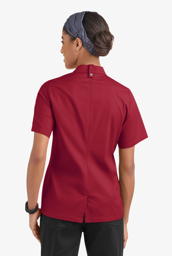 CHEF 360 Women's 1-Pocket Short Sleeve Reversible Double Breasted STRETCH Executive Chef Coat - Ruby - 4