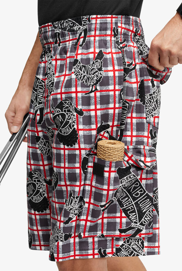 UA CHEF™ Butcher Board Pebble Gray Men's Cargo Printed Chef Shorts - null - 2