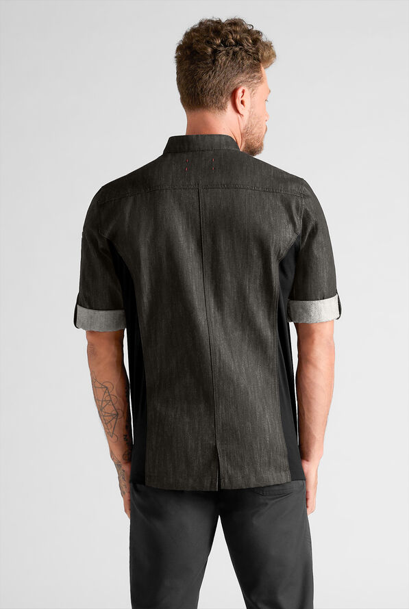 Chaqueta ejecutiva de chef Industry Line Workwear con cierre asimétrico y 3 bolsillos para hombre - Coal Black/Black - 2