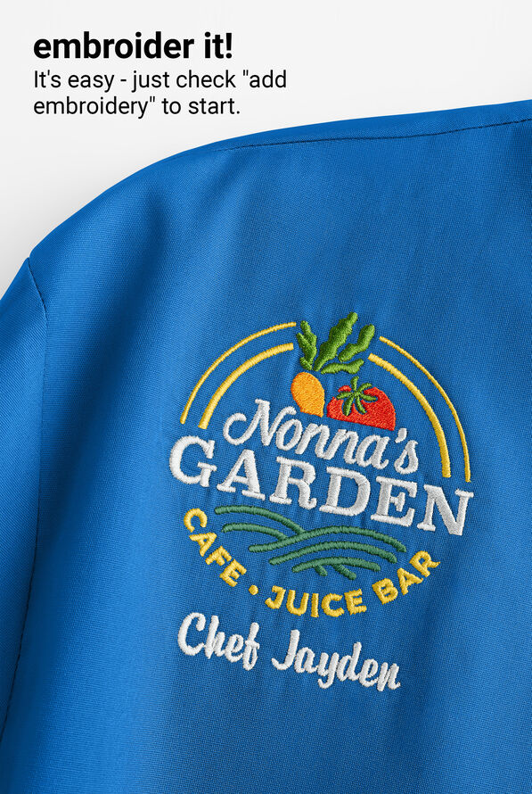 Chef Uniforms Women's 3-Pocket Short Sleeve Executive Chef Coat - Ocean Blue/Black - 5