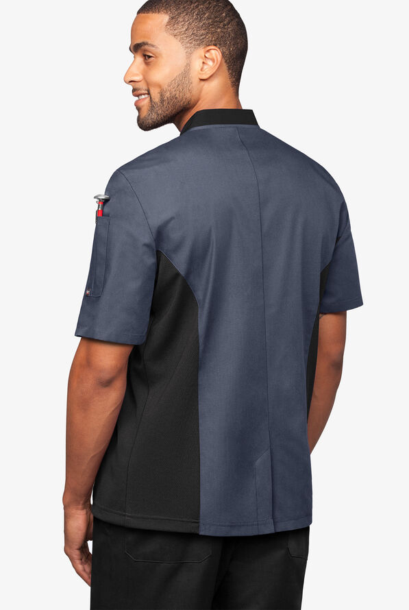Chaqueta manga corta de gastronomía con 2 bolsillos y paneles de malla para hombre - Granite/Black - 2