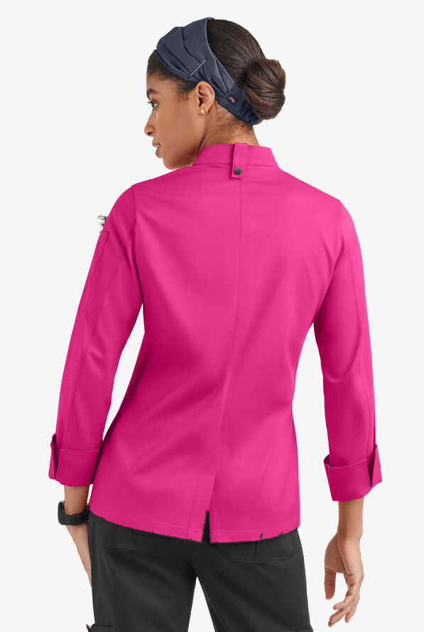 Chaqueta reversible manga larga de gastronomía CHEF 360 STRETCH con 1 bolsillo y doble abotonadura para mujer - Fuchsia - 2