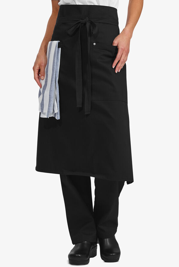Industry Line Black w/ Grommets and Towel Bar Unisex 1-Pocket Bistro Chef Apron - Black - 1