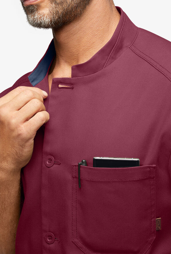 Industry Line Men's Short Sleeve Workwear Style Coat - True Burgundy - 5