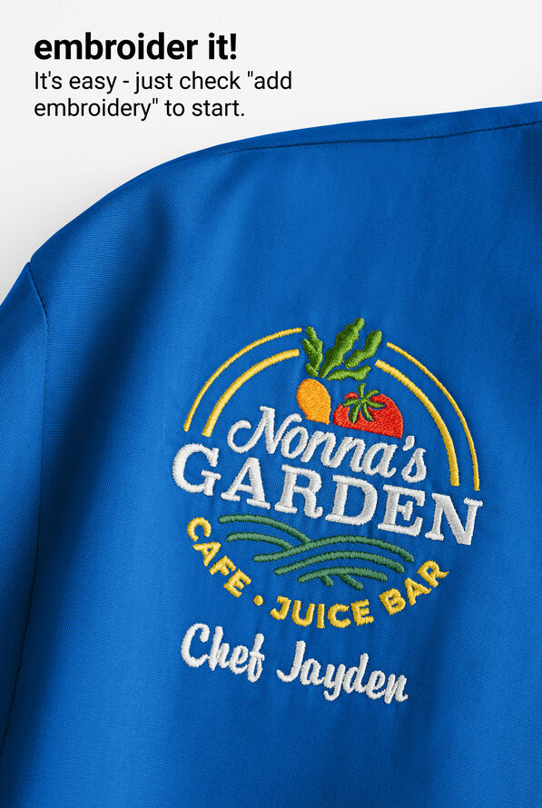 Chef Uniforms Men's 2-Pocket Short Sleeve Snap Front Closure w/ Mesh Side Panels Executive Chef Coat - Ocean Blue/Black - 5