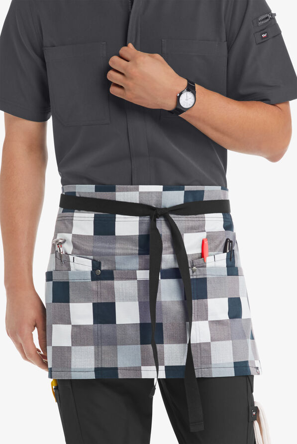 Industry Line Checkerboard Unisex 5-Pocket w/ Grommets Waist Printed Chef Apron - null - 1