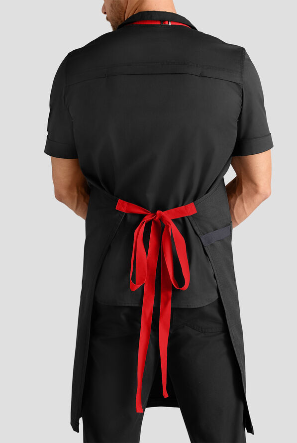 Industry Line Unisex Contrast Strap Bib Chef Apron - Black / Flame Red / Pewter - 4