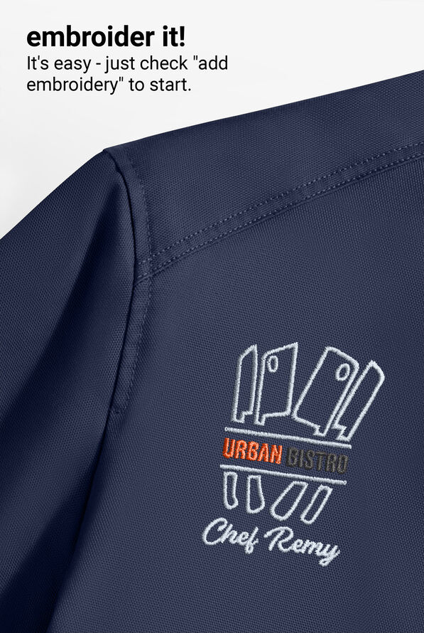 Industry Line Workwear Men's 3-Pocket Asymmetrical Executive Chef Coat - Navy/Pewter - 6