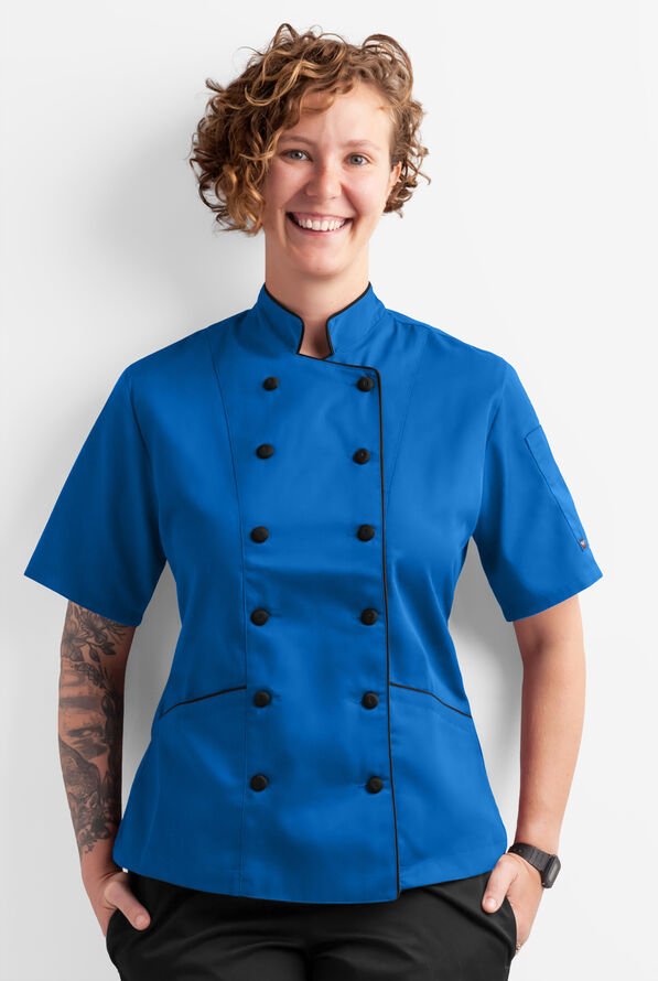 Women's Modern Chef Coat with Piping, Women's Chef Coats