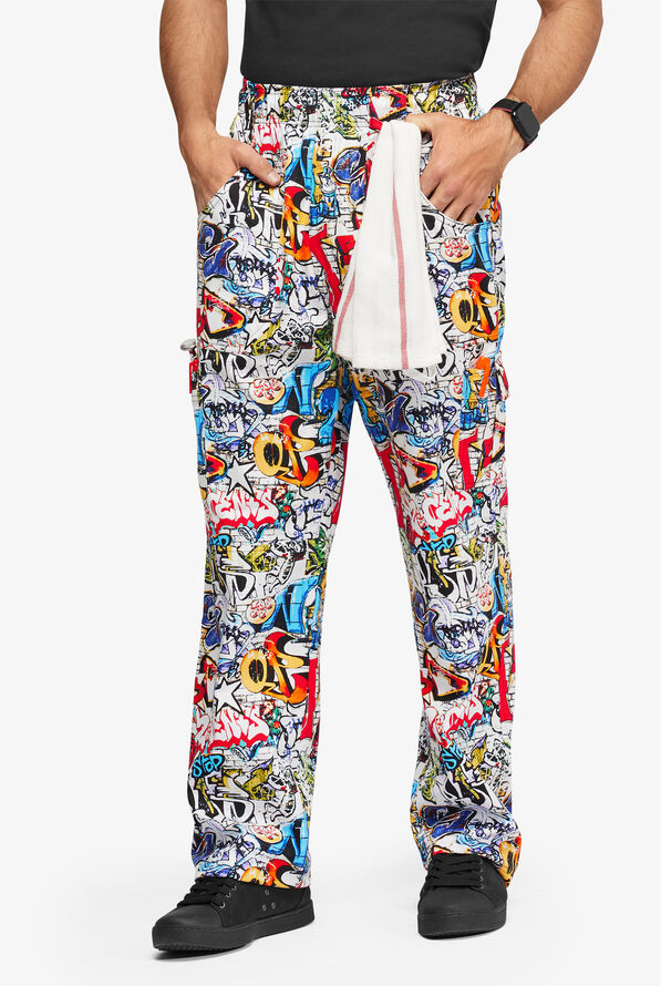 Pantalón de chef estampado UA CHEF™ Graffitti con 7 bolsillos para hombre