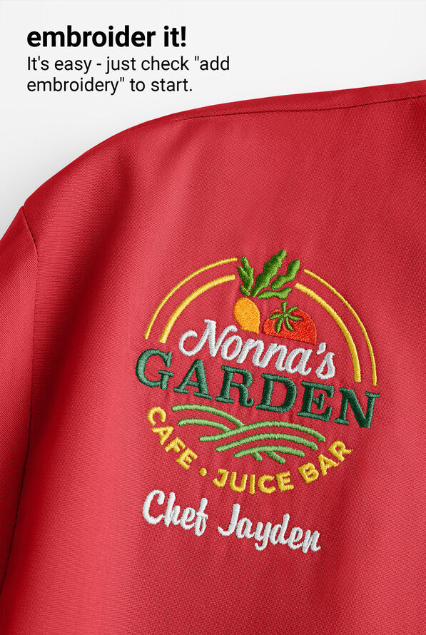 On the Line Women's 1-Pocket Reversible Double Breasted Closure Short Sleeve Chef Coat - True Red - 7