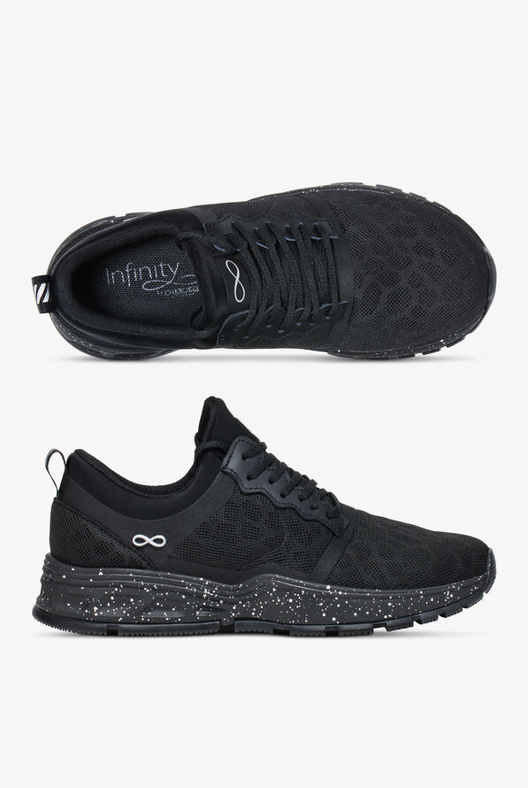 Infinity Women's Fly Black Speckled Athletic Lace Up Shoes - null - 1