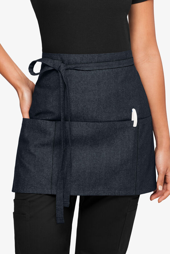 Delantal unisex de gastronomía a la cintura Industry Line Value Denim con 3 bolsillos - Blue Denim - 1