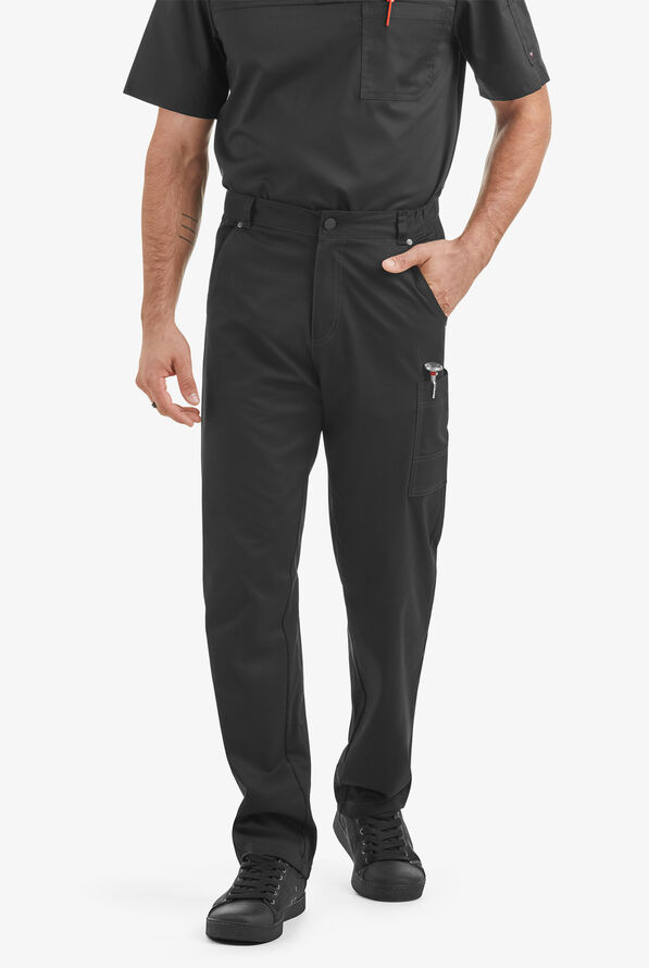 CHEF 360 Men's 7-Pocket w/ MESH Detail STRETCH Chef Pants - Black - 8
