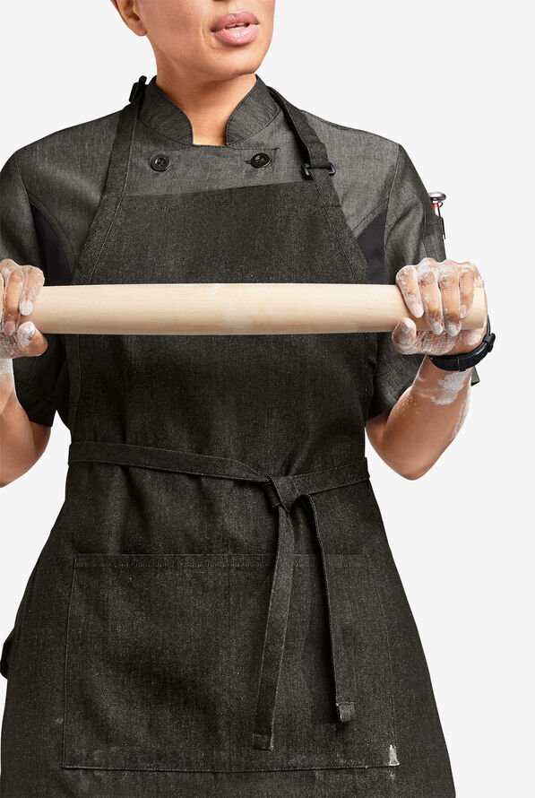 Industry Line Denim Unisex Adjustable Bib Apron - Black Denim - 2