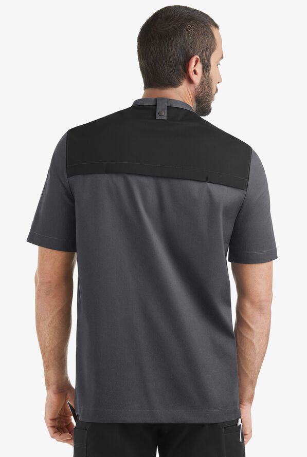 Chaqueta manga corta de gastronomía CHEF 360 STRETCH con cremallera y canesú de malla para hombre - Pewter/Black - 2