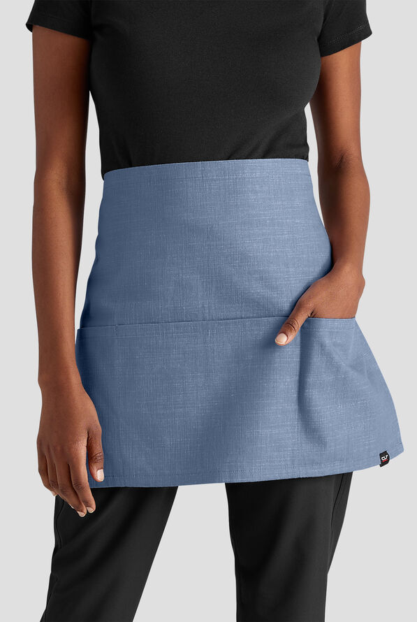 Delantal unisex de chef a la cintura Industry Line de algodón flameado con 3 bolsillos - Storm Blue - 1