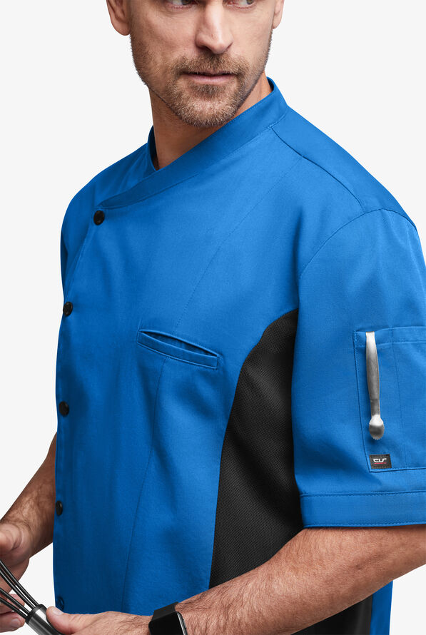 64717 Chef Short Sleeve Coat with Mesh Side Panels, Chef Short Sleeve