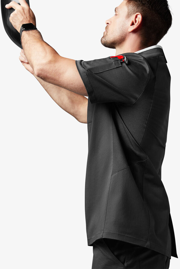 Chef Uniforms Men's Mesh Side Panel Single Breasted Executive Chef Coat - Black/White - 5