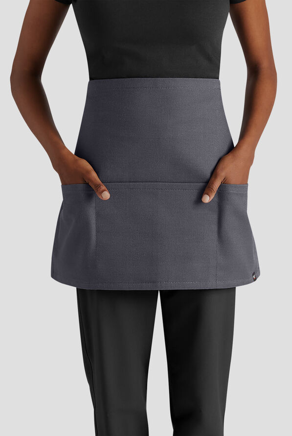 Delantal unisex de chef a la cintura Industry Line de sarga de caballería con 3 bolsillos - Pewter - 1