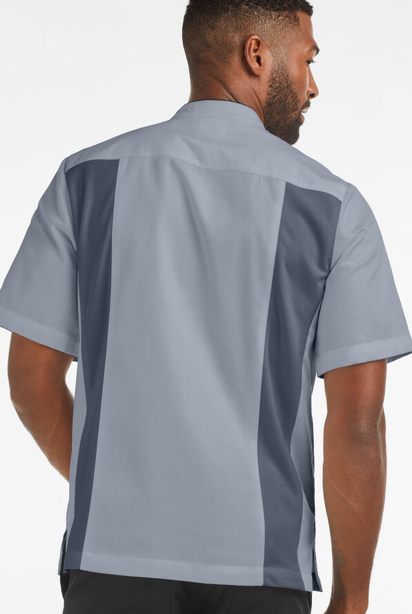 Chaqueta manga corta de gastronomía con paneles de malla y botones a presión para hombre - Light Grey/Black/Granite - 2
