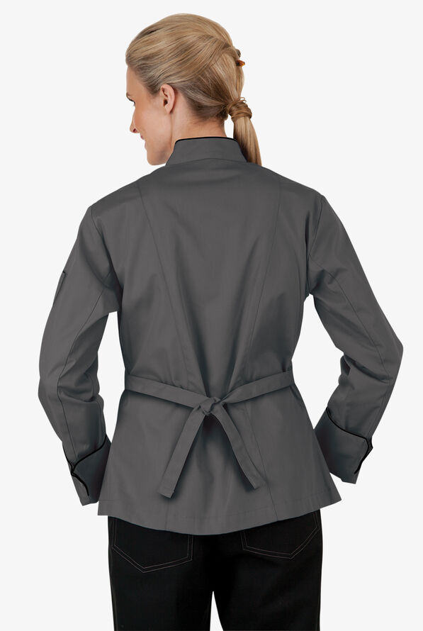 Women's White Chef Coat with Black Piping, Women's Chef Coats and Women