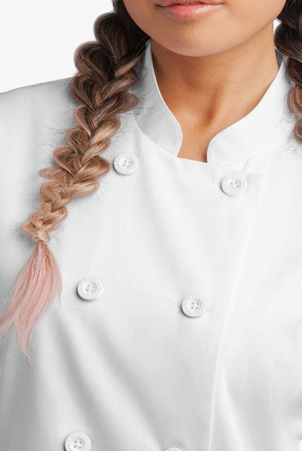 Chaqueta de gastronomía con mangas cortas y paneles de malla para mujer - White - 2