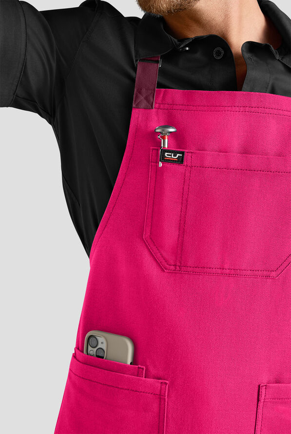Delantal unisex de chef Industry Line con correas en contraste y pechera - Reactive Pink / Wine - 2