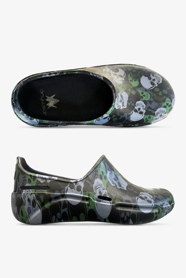 Anywear Unisex Streak Skulls Slip On Shoes - Black - 1