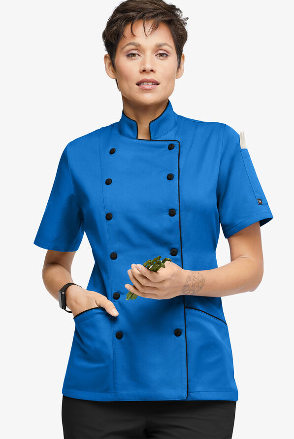 Chaqueta manga corta de chef Chef Uniforms con 3 bolsillos para mujer - Ocean Blue/Black - 1