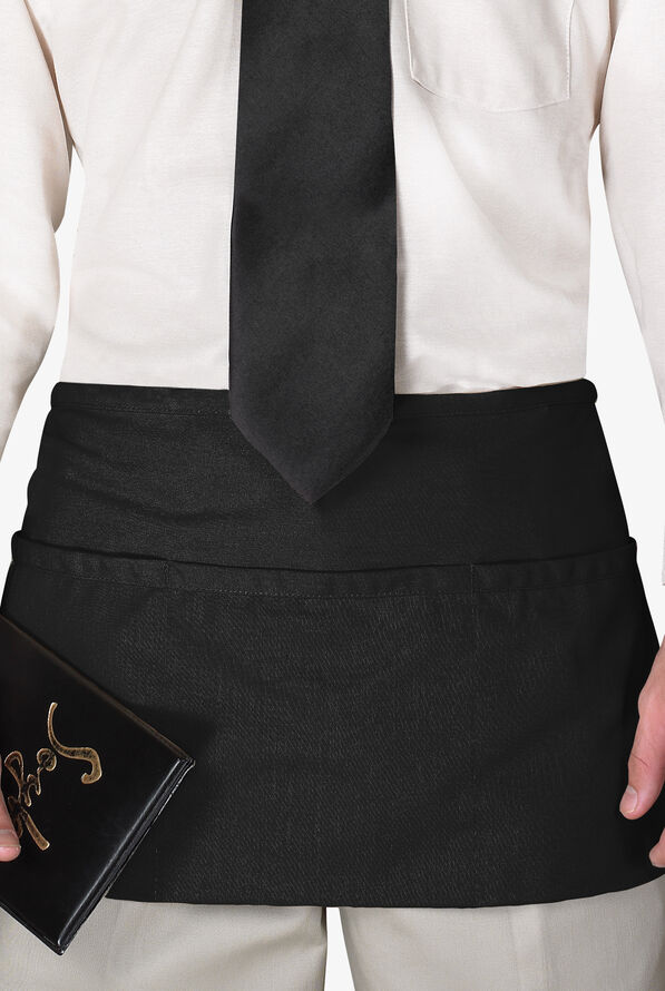 Front of the House Unisex 3-Pocket Waist Chef Apron - Black - 1
