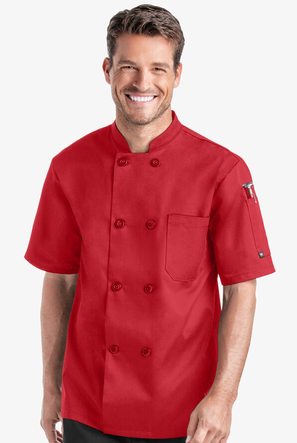 Chaqueta manga corta de chef On the Line Value con doble abotonadura reversible y 2 bolsillos para hombre - Red - 1