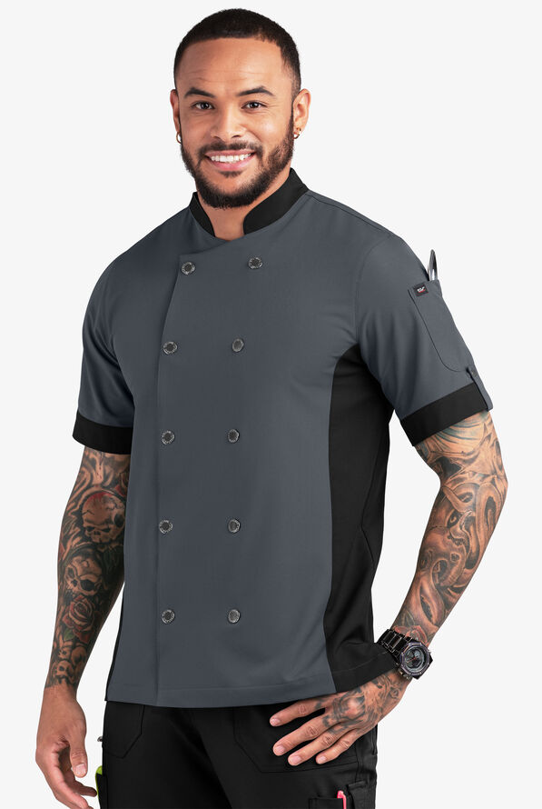 Chaqueta manga corta de gastronomía CHEF PERFORMANCE STRETCH con ventilación de malla y 1 bolsillo para hombre - Pewter/Black - 1