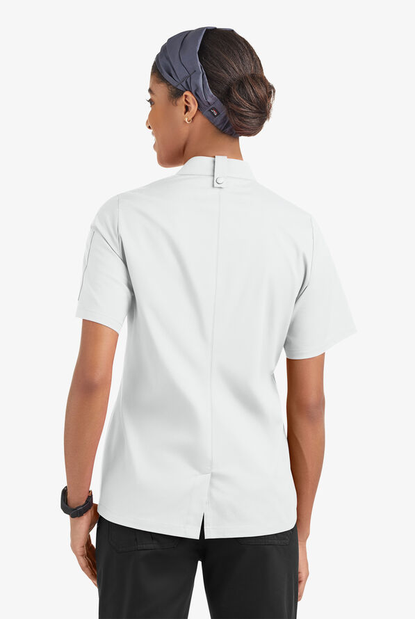 CHEF 360 Women's 1-Pocket Short Sleeve Reversible Double Breasted STRETCH Executive Chef Coat - White - 4